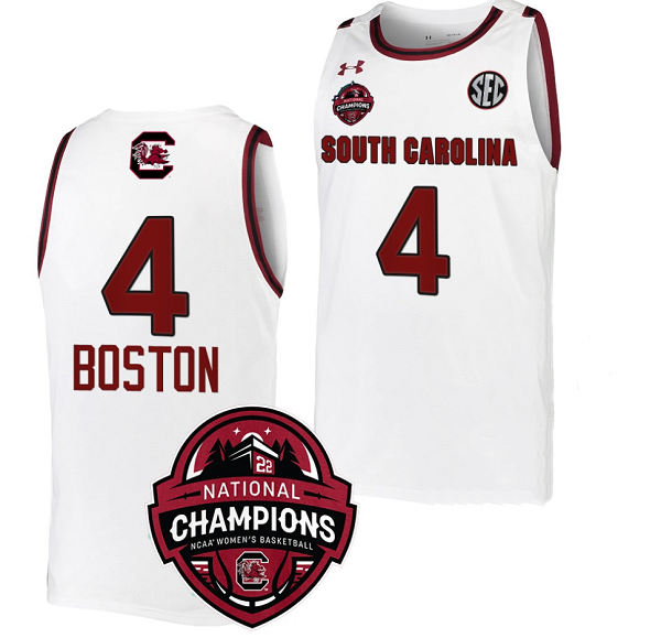 Men's White South Carolina Fighting Gamecocks #4 Aliyah Boston Stitched Jersey